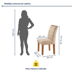 Conjunto Sala de Jantar Mesa Tampo Dakota Plus 160x80cm com 6 Cadeiras Luisa Yescasa  - 10