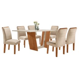 Conjunto Sala de Jantar Mesa Tampo Dakota Plus 160x80cm com 6 Cadeiras Luisa Yescasa  - 14