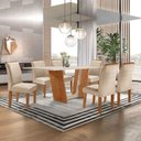 Ver imagem 1 de Conjunto Mesa de Jantar 6 Cadeiras MDF Plus 160x80cm Luisa Yescasa Off White Cinamomo