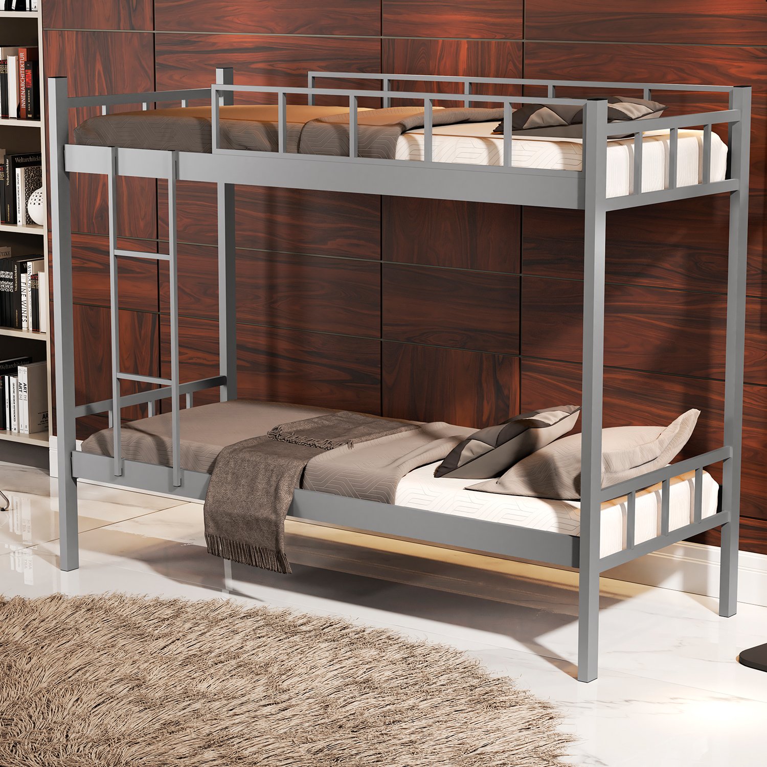 Beliche Mônaco Solteiro de Aço Galvanizado Cinza + Colchão D20 Probel 78cm - 2