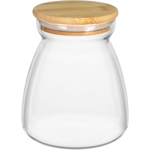 Pote Porta Mantimentos Home&co com Tampa Bambu Borossilicato 850ml 13x8x8cm Transparente
