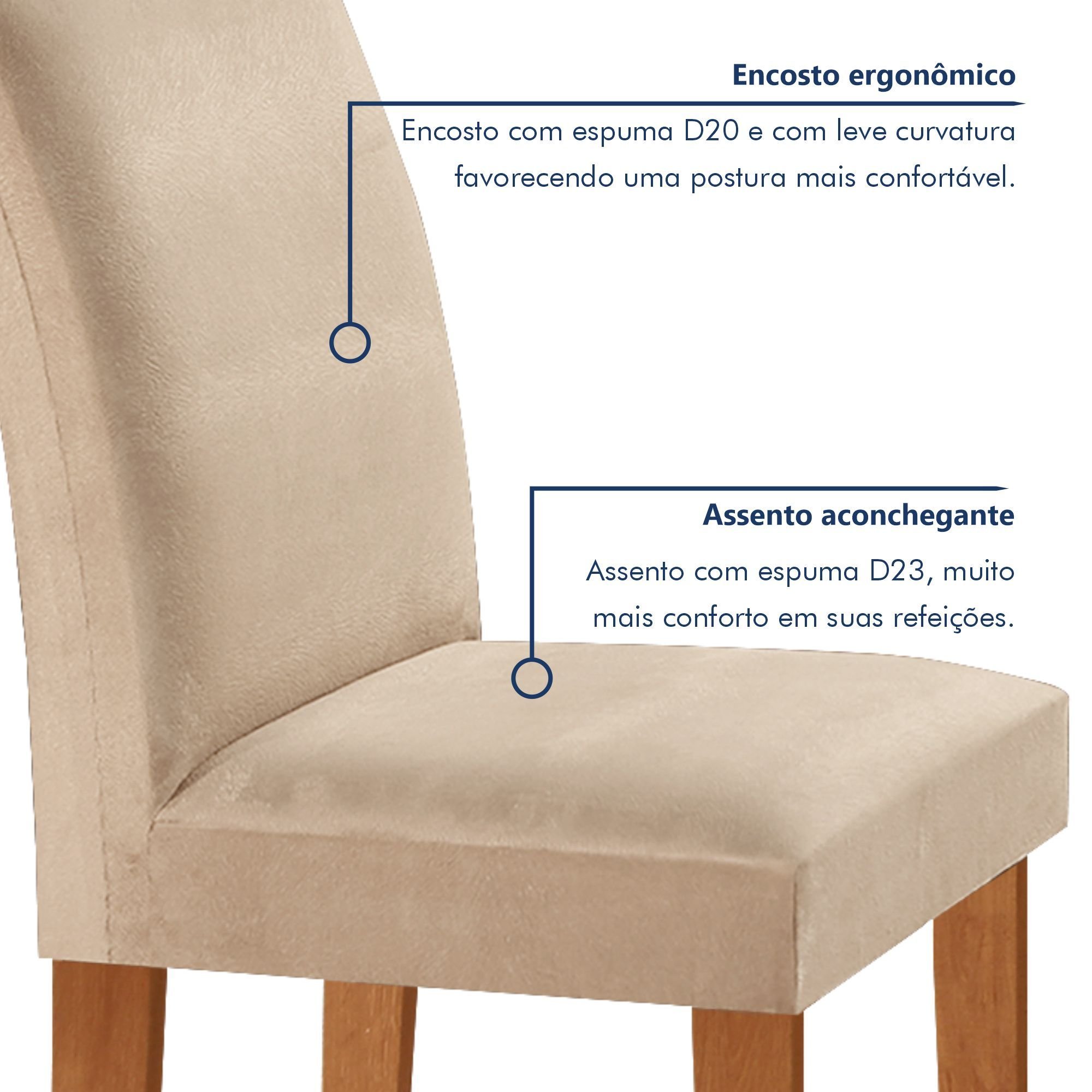 Conjunto Sala de Jantar Mesa Tampo Dakota Plus Vidro 120x80cm com 4 Cadeiras Luisa Yescasa  - 6