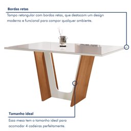 Conjunto Sala de Jantar Mesa Tampo Dakota Plus Vidro 120x80cm com 4 Cadeiras Luisa Yescasa  - 4