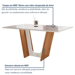 Conjunto Sala de Jantar Mesa Tampo Dakota Plus Vidro 120x80cm com 4 Cadeiras Luisa Yescasa  - 2