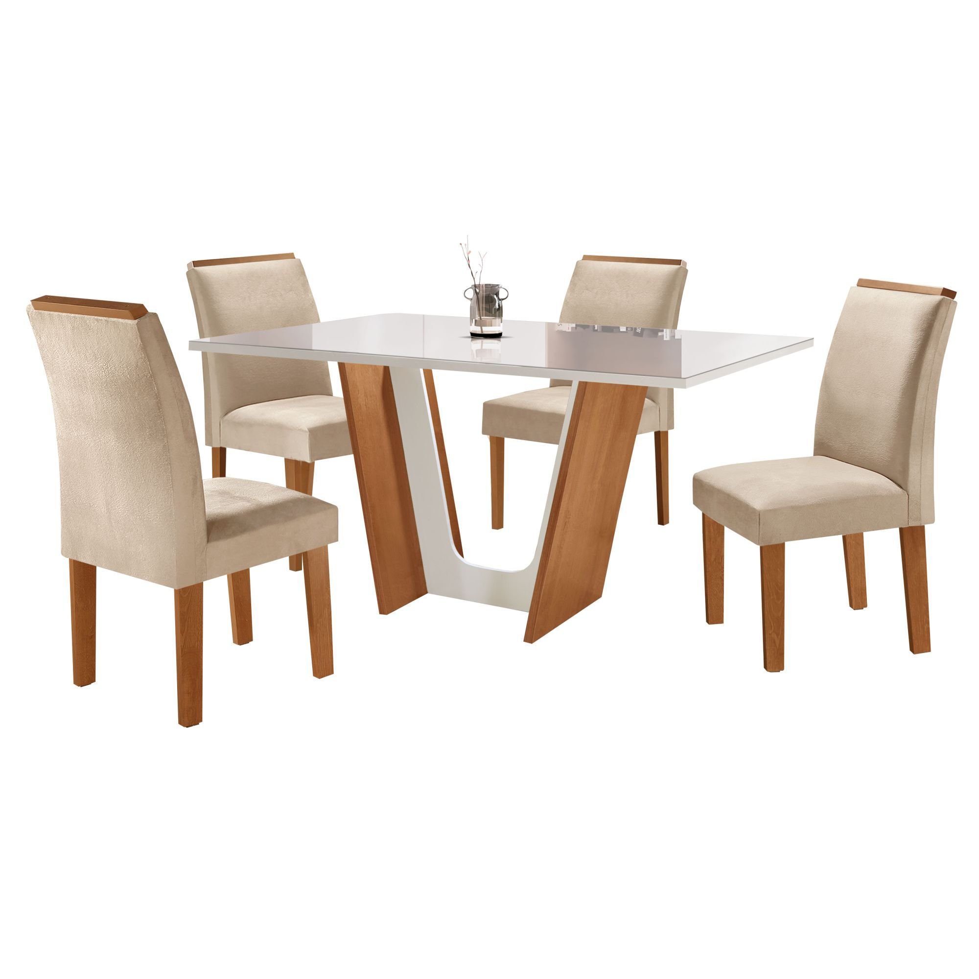 Conjunto Sala de Jantar Mesa Tampo Dakota Plus Vidro 120x80cm com 4 Cadeiras Luisa Yescasa  - 14