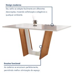 Conjunto Sala de Jantar Mesa Tampo Dakota Plus Vidro 120x80cm com 4 Cadeiras Luisa Yescasa  - 3