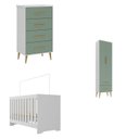 Ver imagem 2 de Quarto de Bebê Completo Guarda-Roupa 2 Portas 2 Gavetas com Cômoda e Berço Magia Espresso Móveis Verde/Branco