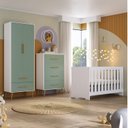 Ver imagem 1 de Quarto de Bebê Completo Guarda-Roupa 2 Portas 2 Gavetas com Cômoda e Berço Magia Espresso Móveis Verde/Branco