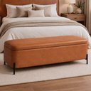 Ver imagem 2 de Puff Baú Bella 90cm Pés Alumínio Preto Courino Caramelo - Sallar Home