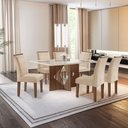 Ver imagem 1 de Conjunto Sala de Jantar Mesa Tampo Dakota Plus Vidro 160X80cm com 6 Cadeiras Laura Yescasa