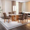 Ver imagem 1 de Conjunto Sala de Jantar Mesa Tampo Dakota Plus Vidro 160x80cm com 6 Cadeiras Laura Yescasa
