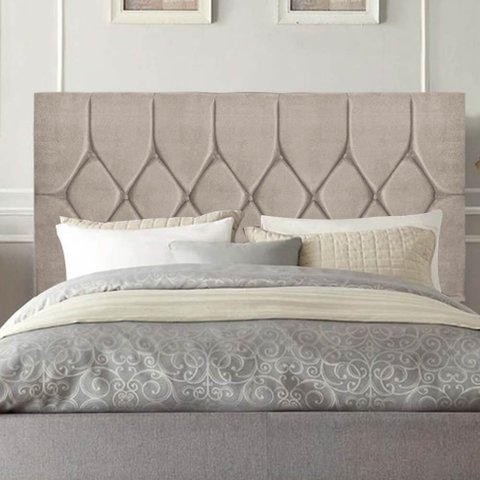 Cabeceira Estofada Istambul Capitonê 195cm King Size Box Quarto Corino Bege - Gat Magazine