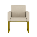 Ver imagem 4 de Kit 02 Cadeiras Poltrona Decorativa Sala Quarto Base Dourado Cor:bege