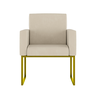 Kit 02 Cadeiras Poltrona Decorativa Sala Quarto Base Dourado Cor:bege - 4