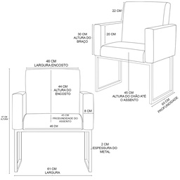 Kit 02 Cadeiras Poltrona Decorativa Sala Quarto Base Dourado Cor:bege - 6