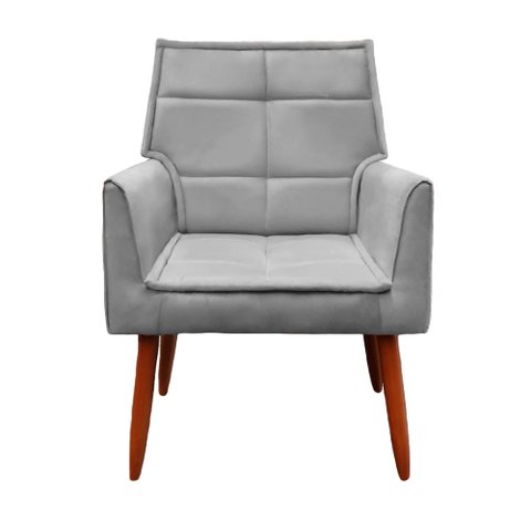 Poltrona Decorativa Luna Suede Cinza - Dominic Decor