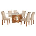 Ver imagem 2 de Conjunto Sala de Jantar Mesa Tampo Dakota Plus Vidro 160x80cm com 6 Cadeiras Laura Yescasa