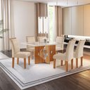 Ver imagem 1 de Conjunto Sala de Jantar Mesa Tampo Dakota Plus Vidro 160x80cm com 6 Cadeiras Laura Yescasa