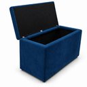 Ver imagem 3 de Calcadeira Recamier Baú Estofada 100cm para Cama Solteiro Suede Azul Marinho