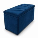 Ver imagem 2 de Calcadeira Recamier Baú Estofada 100cm para Cama Solteiro Suede Azul Marinho