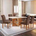 Ver imagem 1 de Conjunto Sala de Jantar Mesa Laura Tampo Dakota Plus 160x80cm com 6 Cadeiras Laura Yescasa