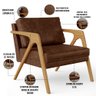 Kit 02 Poltronas Decorativa Sala Estar Pietra Com Estrutura Madeira L02 Couríssimo Marrom-Lyam - 4