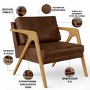Ver imagem 4 de Kit 02 Poltronas Decorativa Sala Estar Pietra Com Estrutura Madeira L02 Couríssimo Marrom-Lyam