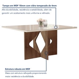 Conjunto Sala de Jantar Mesa Laura Tampo Dakota Plus Vidro 120x80cm com 4 Cadeiras Laura Yescasa  - 2