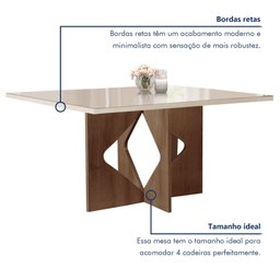 Conjunto Sala de Jantar Mesa Laura Tampo Dakota Plus Vidro 120x80cm com 4 Cadeiras Laura Yescasa  - 4