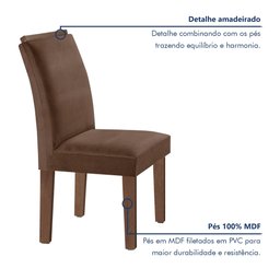 Conjunto Sala de Jantar Mesa Laura Tampo Dakota Plus Vidro 120x80cm com 4 Cadeiras Laura Yescasa  - 5