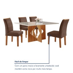 Conjunto Sala de Jantar Mesa Tampo Dakota Plus Vidro 120x80cm com 4 Cadeiras Laura Yescasa  - 8