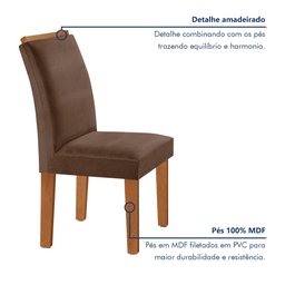 Conjunto Sala de Jantar Mesa Tampo Dakota Plus Vidro 120x80cm com 4 Cadeiras Laura Yescasa  - 5