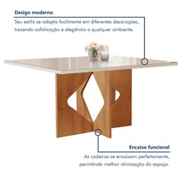 Conjunto Sala de Jantar Mesa Tampo Dakota Plus Vidro 120x80cm com 4 Cadeiras Laura Yescasa  - 3