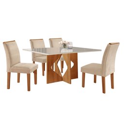 Conjunto Sala de Jantar Mesa Dakota Plus 120x80cm Tampo Vidro com 4 Cadeiras Laura Yescasa - 14