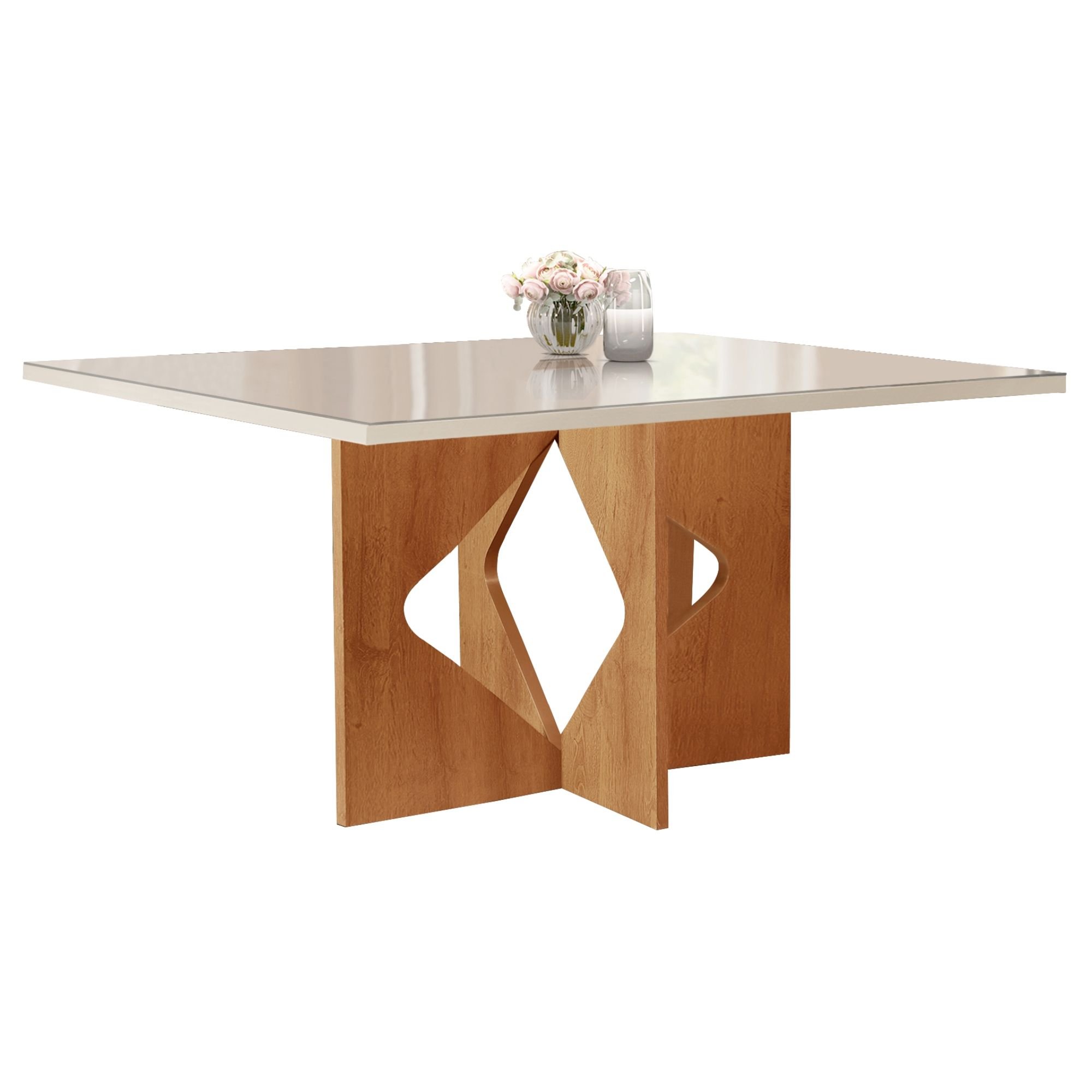 Conjunto Sala de Jantar Mesa Dakota Plus 120x80cm Tampo Vidro com 4 Cadeiras Laura Yescasa - 11