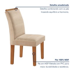 Conjunto Sala de Jantar Mesa Dakota Plus 120x80cm Tampo Vidro com 4 Cadeiras Laura Yescasa - 5
