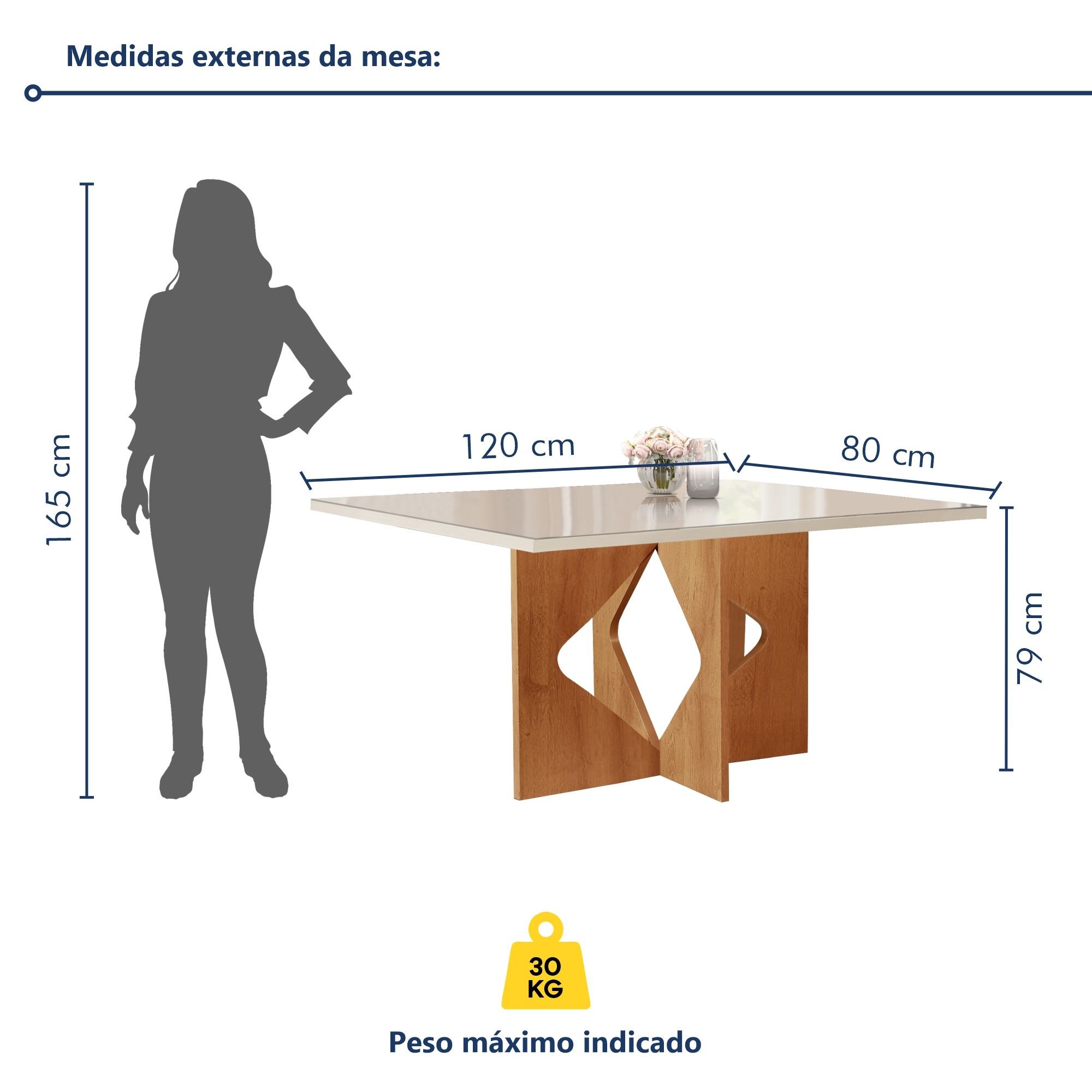 Conjunto Sala de Jantar Mesa Dakota Plus 120x80cm Tampo Vidro com 4 Cadeiras Laura Yescasa - 9
