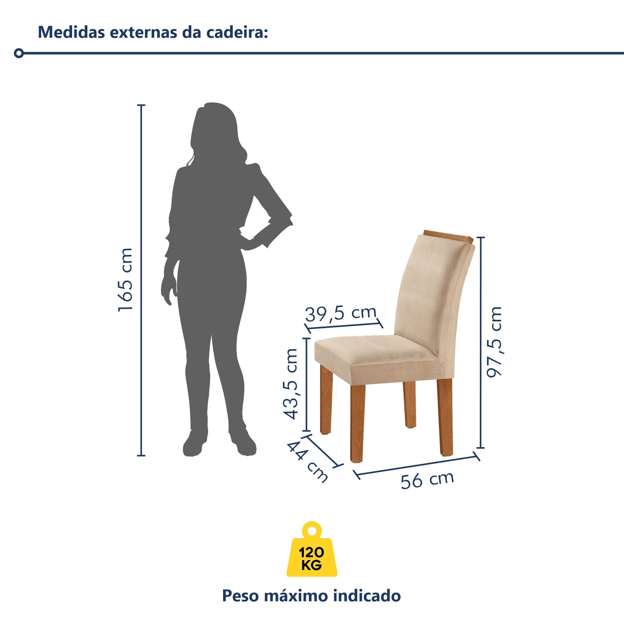Conjunto Sala de Jantar Mesa Dakota Plus 120x80cm Tampo Vidro com 4 Cadeiras Laura Yescasa - 10