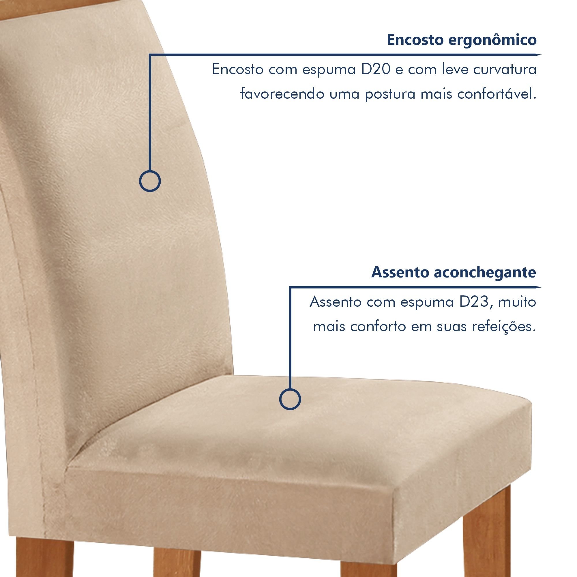 Conjunto Sala de Jantar Mesa Dakota Plus 120x80cm Tampo Vidro com 4 Cadeiras Laura Yescasa - 6