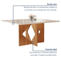 Conjunto Sala de Jantar Mesa Dakota Plus 120x80cm Tampo Vidro com 4 Cadeiras Laura Yescasa - 4