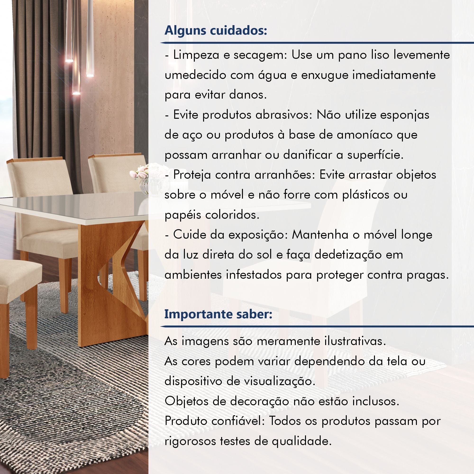 Conjunto Sala de Jantar Mesa Dakota Plus 120x80cm Tampo Vidro com 4 Cadeiras Laura Yescasa - 15