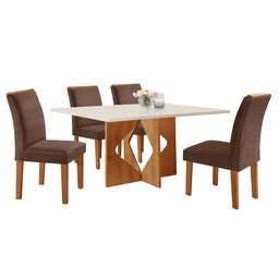 Conjunto Sala de Jantar Mesa Laura Tampo Dakota Plus 120x80cm com 4 Cadeiras Laura Yescasa - 14 Conjunto Sala de Jantar Mesa Laura Tampo Dakota Plus 120x80cm com 4 Cadeiras Laura Yescasa - 14