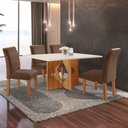 Ver imagem 1 de Conjunto Sala de Jantar Mesa Laura Tampo Dakota Plus 120x80cm com 4 Cadeiras Laura Yescasa