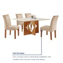 Ver mais imagens de Conjunto Sala de Jantar Mesa Tampo Dakota Plus 120x80cm com 4 Cadeiras Laura Marrom/Cinamomo/Off White/Suede Pena
