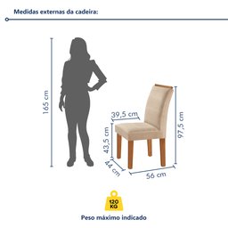 Conjunto Sala de Jantar Mesa Tampo Dakota Plus 120x80cm com 4 Cadeiras Laura  - 10