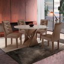 Ver imagem 1 de Conjunto Sala de Jantar Mesa Tampo Redondo Plus Vidro 100cm com 4 Cadeiras Barcelona Yescasa