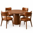 Ver imagem 2 de Conjunto Sala de Jantar Moderno Estofado 4 Cadeiras Courino Carina Mesa Redonda Austrália