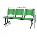 Ver imagem 3 de Cadeira Longarina Plástica 03 Lugares - Cor Verde - Mrplast - 34202