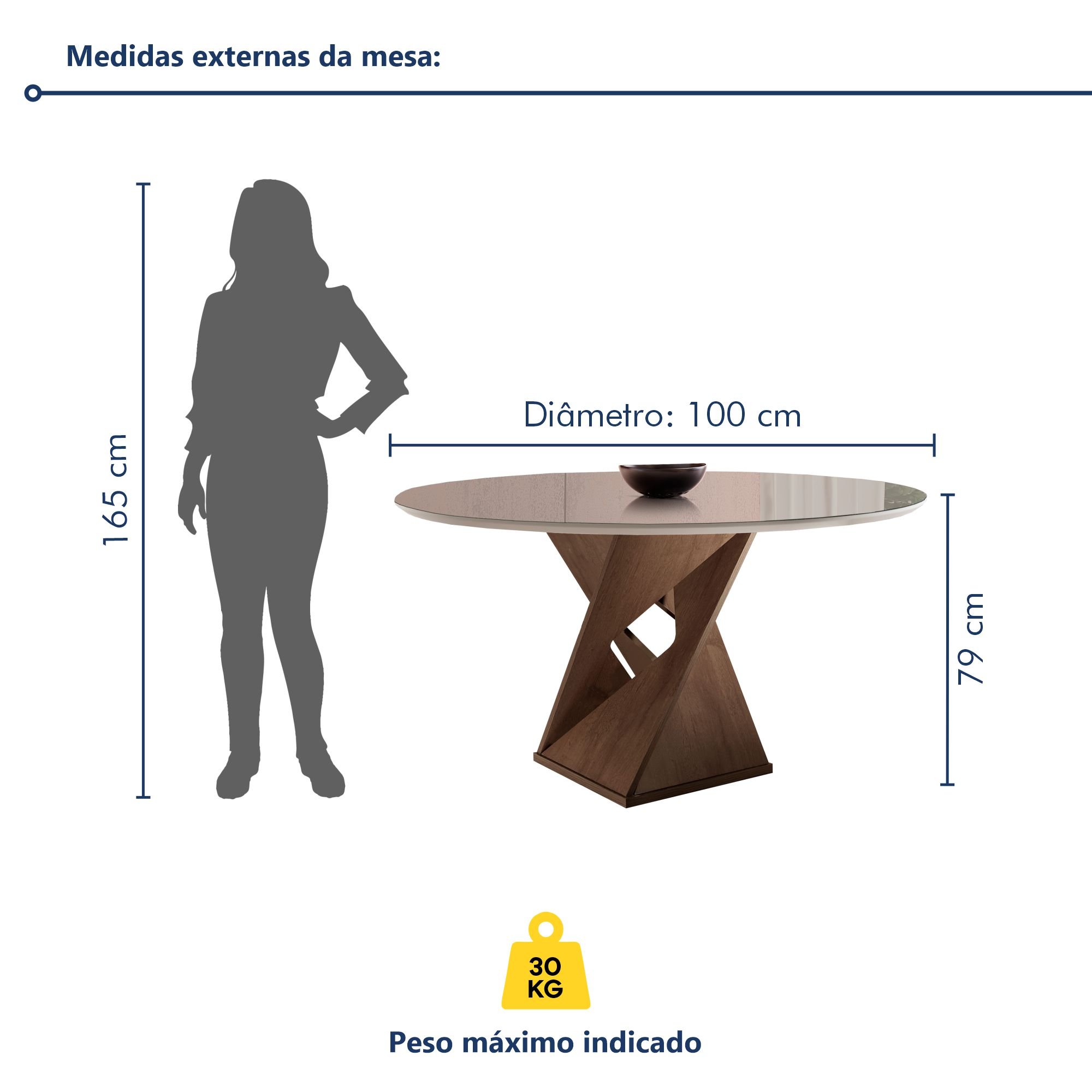 Conjunto Mesa Redonda com Vidro e 4 Cadeiras Tampo Barcelona Yescasa - 9