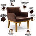 Ver imagem 5 de Kit 3 Poltronas Decorativas Para Sala De Estar E Recepção Beatriz W01 Couríssimo Marrom - Lyam